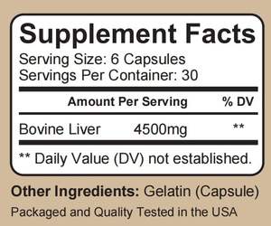 Cápsulas de Órganos de Res Alimentada con Pasto, Suplemento de Vitaminas para Adultos, Hígado, Hueso, Médula, Corazón, Baqueta, Mejora la Función Hepática, 90 Cápsulas - Product Image 2