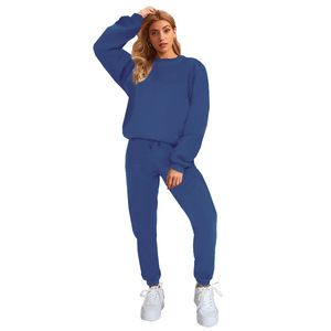 Hot Sell <strong>Plus</strong> <strong>Size</strong> Jogger Crewneck <strong>Pullover</strong> Outfits Custom Embroidery Logo Sexy Tracksuits 2 Piece Sports Leisure Women'S Sets - Product Image 4