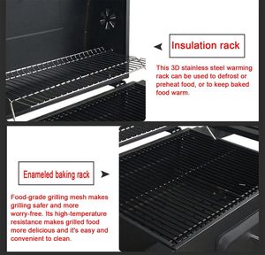 Barbecue à charbon de bois professionnel pour extérieur, grand modèle épaissi en acier au carbone noir pour patio et cour - Product Image 4