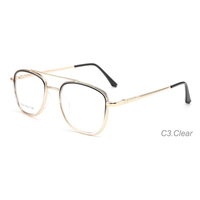 Venta caliente diseñador marco cuadrado Metal gafas ópticas doble puente oro plata directo de fábrica al por mayor