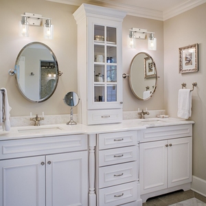 Lampade da bagno in nichel spazzolato, luce di vanità a 2 luci con applique da parete in vetro trasparente per camera da letto in corridoio - Product Image 6