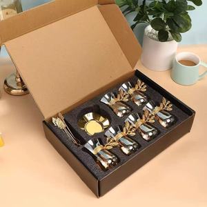 Juego de Tazas de Té Doradas y Negras de Estilo Lujoso de Oriente Medio, Directo de Fábrica, con Platillo y Cucharilla, Taza de Té Aromática para Cafetería, Taza de Espresso - Product Image 2