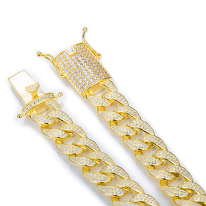 สร้อยเงินแท้ 925 แบบโซ่คิวบันประดับเพชรคิวบิกเซอร์โคเนียเม็ดเดียว - Product Image 4