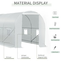 Serre tunnel commerciale 24m² (8x3x2m) à structure métallique, en polyéthylène résistant aux UV, pour culture de plantes, avec poteaux de toit, facilement assemblable