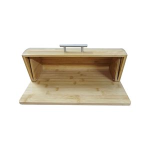 Boîte à pain en bambou avec couvercle rabattable, récipient de rangement pour le pain, hermétique - Product Image 1