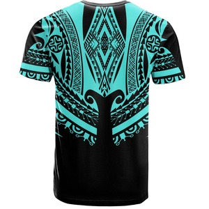 T-shirt pour homme à col rond et manches courtes, imprimé turquoise <span class=keywords><strong>tribal</strong></span> polynésien samoan, impression personnalisée, t-shirts de sport pour homme - Product Image 2