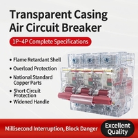 Mini disjoncteur à boîtier transparent, interrupteur principal triphasé à quatre fils, protection contre les surcharges