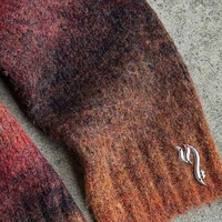 Pull en maille pour homme à manches longues, doux, personnalisé, streetwear, rayé, logo imprimé à l'écran, tricot court, maille en mohair douce, manches côtelées