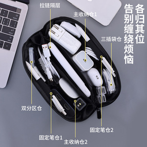Pu Digital Storage <b>Bag</b> Multi Functional Travel Organizer For <b>Cables</b> And Accessories With Zipper Closure - Product Image 2