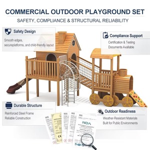 Juego de Equipos de Juegos Infantiles Comerciales para Exteriores, con Tobogán en Espiral y Rocódromo, de Madera Sólida, con Temática de Tren, Aprobado por ASTM - Product Image 3