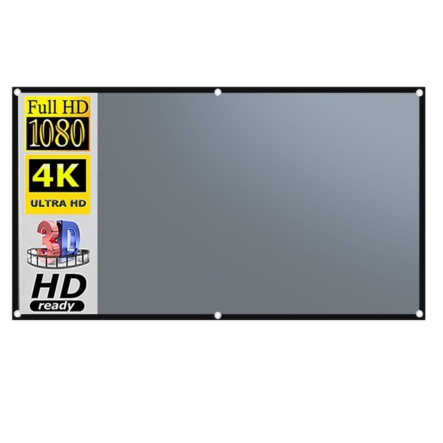 For Projector Screen Grey Metal Anti Light Curtain Fabric 120 Inch 16:9 Foldable Portable Projection Screen for Home Outdoor