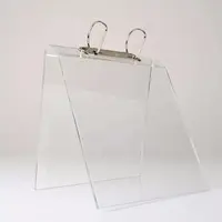 V צורת שולחן עבודה ברור אקריליק תפריט תצוגת Stand עם טבעת קלסר