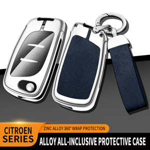Étui de protection pour clé de voiture en cuir et alliage de zinc pour Peugeot Citroën C1 C2 C3 C4 C5 <span class=keywords><strong>DS3</strong></span> DS4 DS5 DS6, <span class=keywords><strong>logo</strong></span> personnalisé, accessoires auto - Product Image 4