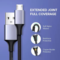 Cable de carga Micro USB a USB 2,0 de 3 pies y 5 pines, Cable trenzado de nailon Compatible con dispositivos Android Galaxy S7 S6 Note Kindle PS4