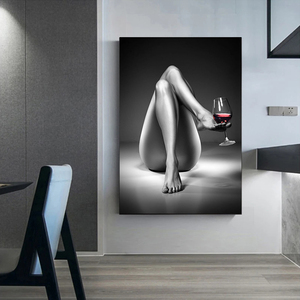 Affiche d'art mural moderne en toile, impression femme nue sexy <span class=keywords><strong>noir</strong></span> <span class=keywords><strong>et</strong></span> <span class=keywords><strong>blanc</strong></span>, sans cadre, art corporel sexuel, décoration de chambre à coucher - Product Image 3