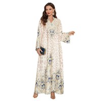 SW1004 été transfrontalier Abayas pour femmes robe arabe conçue sur mesure avec imprimé léopard diamant perles XS taille pour Hijab