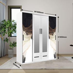 กวงดงตู้เสื้อผ้าบานเลื่อนคู่ทำจากเหล็กดีไซน์ทันสมัยแบบกำหนดเองได้ตู้เก็บเสื้อผ้าตู้เสื้อผ้าเฟอร์นิเจอร์ห้องนอน - Product Image 1