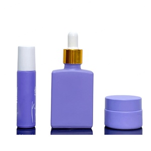 Custom Purple Skincare 50g Moisture Cream Jar 30ml Face Serum <b>Bottle</b> 15ml Airless <b>Pump</b> <b>Bottle</b> Sets for Cosmetic Packaging - Product Image 5