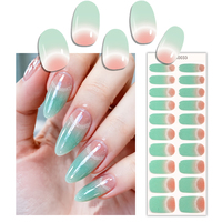 Bandes de gel semi-durcies OEM ODM pour ongles, 20 embouts, dégradé ambre orange, motif floral blanc, longue durée, pour vente en gros