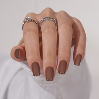 Kit de faux ongles carrés courts BTArbox avec colle, en gel souple, faits à la main, finition mate, style French, à presser, vente en gros
