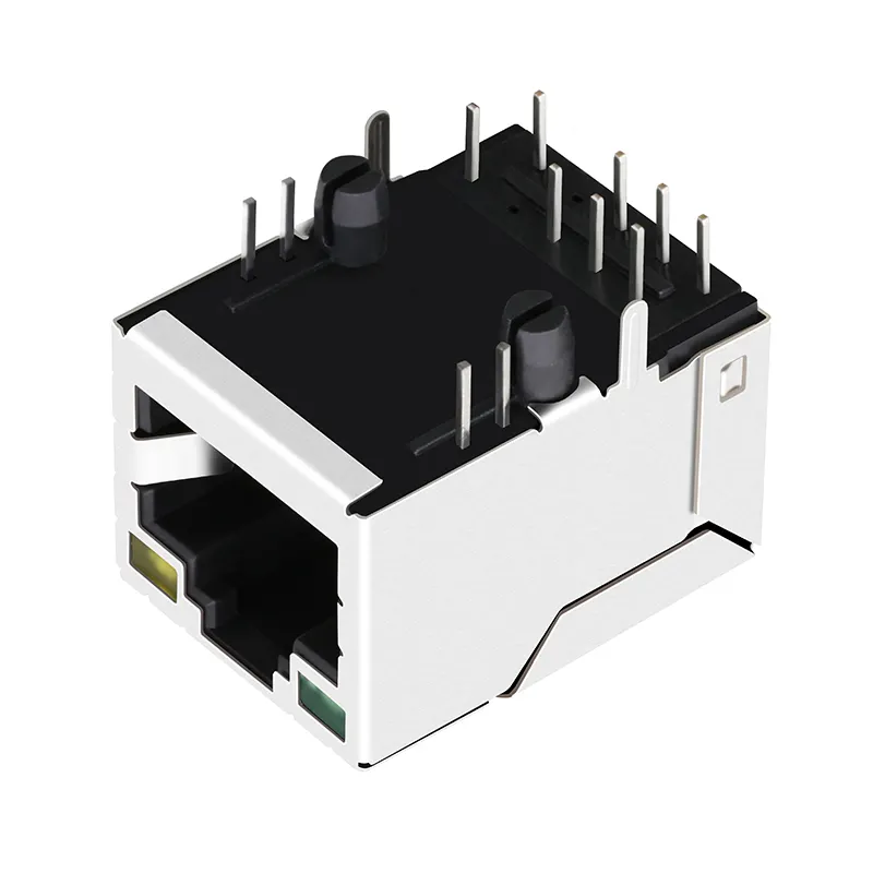 LPJ16249B28NL 10/100 Base-T Green/Yellow Led Tab Up 1 Port PoE Shielded RJ45 Female Connector