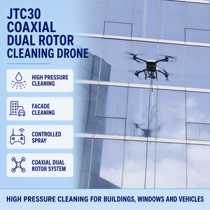 Drone de nettoyage professionnel JTC30 à double rotor coaxial pour le lavage de fenêtres, équipement UAV haute pression pour façades de bâtiments de grande hauteur - Product Image 1