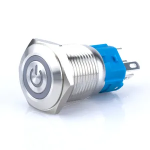 Red Metal Push Button Switch with Latching Self-Locking Mechanism Momentary 230V 4-Pin Screw Activated
