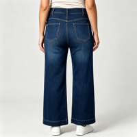Jean de maternité à enfiler pour femme, taille haute, coupe large, en denim extensible, confortable et élégant