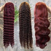 Wig Rambut Asli Vietnam Model HD Lace Frontal 13x4, Rambut Keriting Burma, Wig Rambut Asli Full Lace Front 13x6 untuk Wanita Kulit Hitam (Grosir)