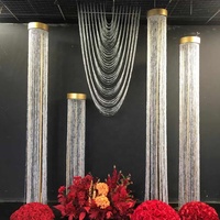 Rideau lumineux moderne en métal doré et acrylique de luxe pour mariage, fête, plafond, scène, fond de scène, marque HKNSJ