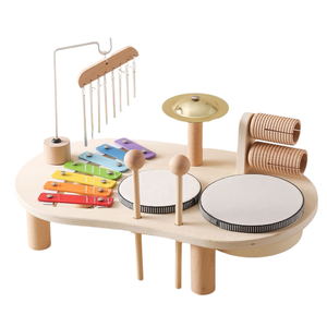 Set di giocattoli musicali multifunzione in legno Montessori prima educazione sensoriale scocca del vento tamburo xilofono <span class=keywords><strong>Woodblock</strong></span> KidsTeaching Aid - Product Image 1