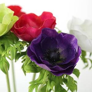 Großhandel Künstliche Anemonen-Stiele, Simulierte Windblumen, Weiß Rot Lila Grün, Dekorative Seidenblumen für Innenräume - Product Image 3