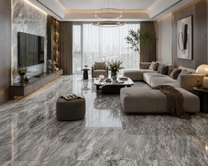 Moderne <span class=keywords><strong>Grandi</strong></span> <span class=keywords><strong>Piastrelle</strong></span> di Lusso in Gres Porcellanato Effetto Marmo Lucido Grigio Argento 60x120 per Pavimenti, Prodotte a Guangdong - Product Image 5