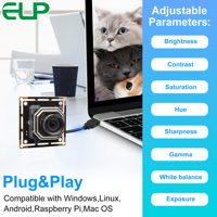 Modul Kamera USB ELP 5MP 30FPS Auto Focus Lightburn IMX335 Modul Webcam CMOS Warna Dengan Lensa Tanpa Distorsi untuk Raspberry PI PC