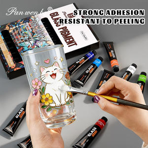 Ensemble de peintures céramiques colorées Panwenbo, 12 couleurs/22 ml, peintures émaillées non toxiques, séchage rapide, imperméables, peintures pour <span class=keywords><strong>verre</strong></span> - Product Image 4