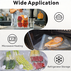 Sacs sous vide texturés auto-scellants avec clips pour une cuisson sous vide sécurisée et le stockage des aliments - Product Image 4