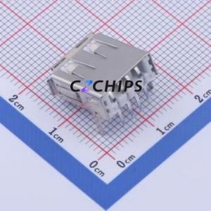 903-232A1017D10100 USB Connector Bent Lead Through Hole Connector Type-A USB 2.0 Female Right Angle Insert - Product Image 2