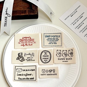 Etiquetas de Tela de Algodón con Estampado de Oso de Dibujos Animados Personalizadas, Etiquetas de Prendas <span class=keywords><strong>para</strong></span> Mascotas con Tinta Suave, <span class=keywords><strong>para</strong></span> Suéteres y <span class=keywords><strong>Ropa</strong></span> - Product Image 1