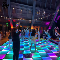 Piste de danse LED interactive portable pour mariage en plein air, avec aimant rotatif intelligent, contrôleur sans fil