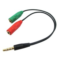 Adaptor Kabel Audio 3.5mm untuk Headset Gaming PS4 PC, Konverter Chat Talkback dengan Pemisah Mikrofon