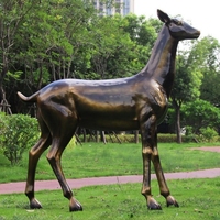 Vente chaude Bronze vieilli cerf Statue grandeur nature jardin parc extérieur décoratif fer Animal Sculpture impression personnalisée