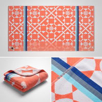 Serviette de plage personnalisée en velours de coton jacquard teint en fil, 450-500 GSM, 100% coton, bord festonné, pour hôtel et complexe balnéaire