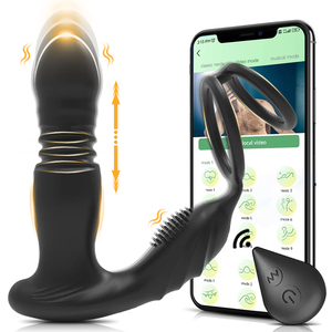 Vibrateur anal télescopique HULAMY à télécommande pour hommes avec masseur de <span class=keywords><strong>prostate</strong></span>, 10/10 vibrations et étirements, charge magnétique USB - Product Image 1
