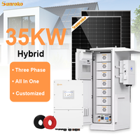 Système de panneaux solaires photovoltaïques hybrides Sunroko OEM 30 kW 35 kW 40 kW 50 kW, système de stockage d'énergie solaire triphasé
