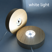 Base de présentation en bois et résine LED faite à la main, support USB rond en bois pour lampe de nuit, support d'ornement en résine pour chambre à coucher, veilleuse DIY
