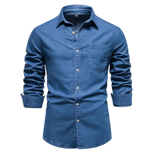 Ultra-<b>Soft</b> Knitted Denim Shirt for Men - High Elasticity Jersey <b>Jean</b> Shirt for Maximum Comfort Casual Wear - Product Image 2
