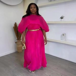 Vestidos de Mujer de Color Sólido con Pliegues Hechos a Mano de Estilo Africano, a la Moda - Product Image 1