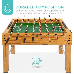 Mesa de Futbolín para Niños y Adultos, 2 Pelotas, 2 Portavasos, Asas Ergonómicas, Barras de <span class=keywords><strong>Madera</strong></span> Marrón, 48x24x32 - Product Image 4
