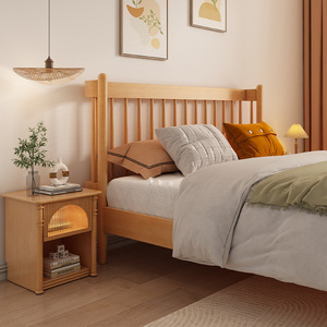 Nordic Solid Wood Double Bed 1.8m/1.5m Upholstered Cloud Bed Soft <b>Headboard</b> Platform Bedroom Furniture - Product Image 2