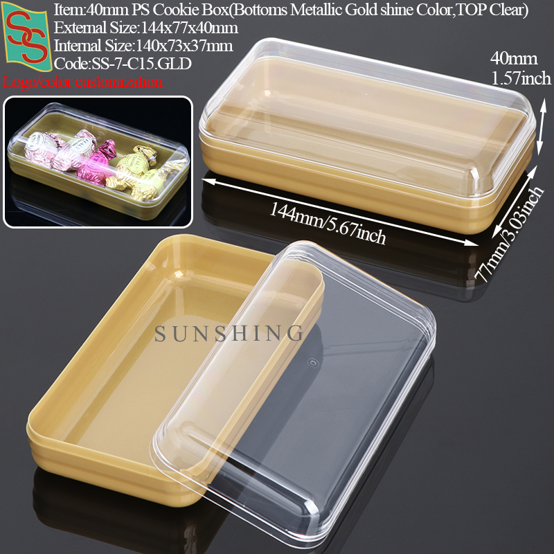 Boîte à biscuits en PS de 40 mm, fond doré C15